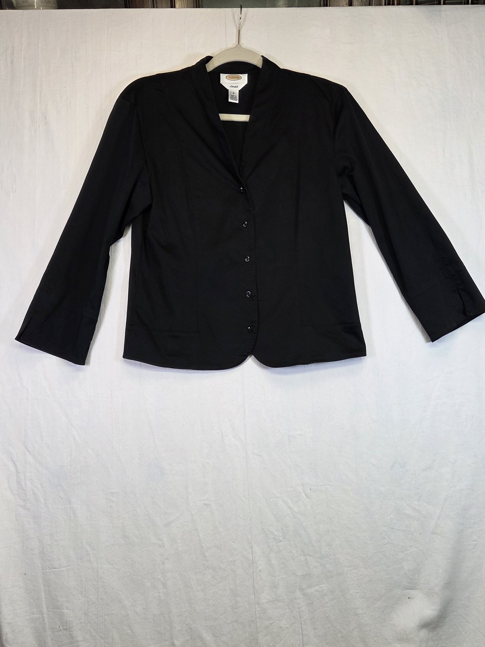 Talbots Stretch Black Button Front Jacket Women’s Size 6 #0446
